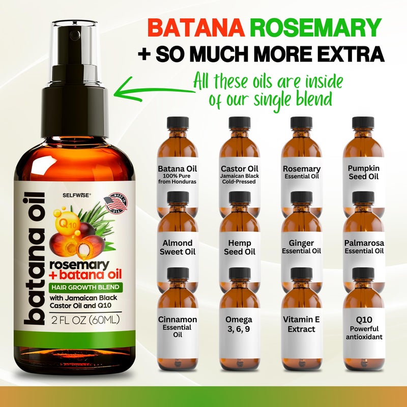 SELFWISE Batana Oil for Hair Growth + Comb Applicator - 100% Pure, Organic, Cold-Pressed, Unrefined from Honduras by Dr. Sebi - Natural, Vegan for Strong Roots and Thick Hair - Wild Growth for Hair, 2oz - Image 3